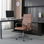 Ergonomic Ribbed Leather Home Office Chair