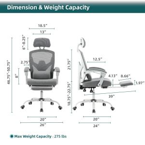 Ergonomic Office Chair with Lumbar Support and Footrest