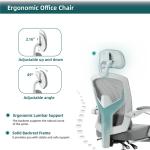 Ergonomic Office Chair with Lumbar Support Pillow and Retractable Footrest