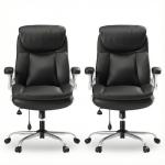 MALOL Office Chair with Adjustable Lumbar Support, High Back Computer Desk Chair with Thick Padded Seat Cushion, Flip-Up Armrests, Home Office Chair for Long Hours Sitting, Work from Home,Set of 2