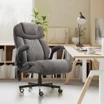 550LBS Big and Tall Office Chair, Comfy Heavy Duty Executive Chair with Adjustable Lumbar Support Double Spaces Casters, PU Extra Wide Seat Ergonomic Computer Desk Chair for Back Pain, Grey