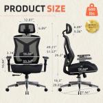 600lbs Big and Tall Office Chair with W-Shaped Seat Cushion, Ergonomic Mesh Desk Chair with Adjustable Lumbar Support, 4D Armrests for Heavy People