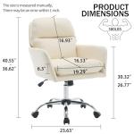 PU Leather Office Chair with Thick Padded Seat - 360° Swivel,Height Adjustable Desk Chair with Heavy-Duty Metal Base, Ergonomic Computer Chair for Home Office, Study Room, Conference, (White)