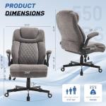 550LBS Big and Tall Office Chair, Comfy Heavy Duty Executive Chair with Adjustable Lumbar Support Double Spaces Casters, PU Extra Wide Seat Ergonomic Computer Desk Chair for Back Pain, Grey