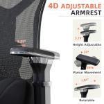 600lbs Big and Tall Office Chair with W-Shaped Seat Cushion, Ergonomic Mesh Desk Chair with Adjustable Lumbar Support, 4D Armrests for Heavy People