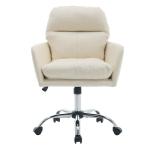 PU Leather Office Chair with Thick Padded Seat - 360° Swivel,Height Adjustable Desk Chair with Heavy-Duty Metal Base, Ergonomic Computer Chair for Home Office, Study Room, Conference, (White)