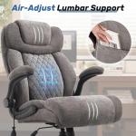550LBS Big and Tall Office Chair, Comfy Heavy Duty Executive Chair with Adjustable Lumbar Support Double Spaces Casters, PU Extra Wide Seat Ergonomic Computer Desk Chair for Back Pain, Grey