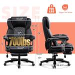 NYOAK 700lbs Big and Tall Office Chair for Heavy People–Heavy Duty Executive Chair with Adjustable Lumbar Support, Metal Base, PU Caster Wheels, Wide Seat for Sitting All Day