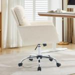 PU Leather Office Chair with Thick Padded Seat - 360° Swivel,Height Adjustable Desk Chair with Heavy-Duty Metal Base, Ergonomic Computer Chair for Home Office, Study Room, Conference, (White)