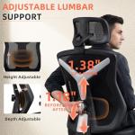 600lbs Big and Tall Office Chair with W-Shaped Seat Cushion, Ergonomic Mesh Desk Chair with Adjustable Lumbar Support, 4D Armrests for Heavy People