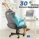 550LBS Big and Tall Office Chair, Comfy Heavy Duty Executive Chair with Adjustable Lumbar Support Double Spaces Casters, PU Extra Wide Seat Ergonomic Computer Desk Chair for Back Pain, Grey