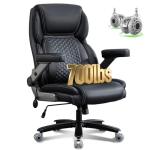 700lbs Big and Tall Office Chair for Heavy People with 5D Flip Armrests Heavy Duty Executive Chair with Adjustable Lumbar Support, Metal Base, Rubber Caster Wheels, Wide Seat for Sitting All Day