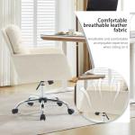 PU Leather Office Chair with Thick Padded Seat - 360° Swivel,Height Adjustable Desk Chair with Heavy-Duty Metal Base, Ergonomic Computer Chair for Home Office, Study Room, Conference, (White)