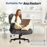550LBS Big and Tall Office Chair, Comfy Heavy Duty Executive Chair with Adjustable Lumbar Support Double Spaces Casters, PU Extra Wide Seat Ergonomic Computer Desk Chair for Back Pain, Grey
