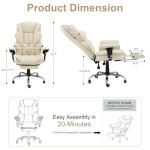 ALYEEPLOR Heated Massage Office Chair with Retractable Footrest, 6-Point Vibration Massaging Office Chair with Remote & Timer, 90°–155° Recline Ergonomic PU Leather Computer Chair, 350 LBS