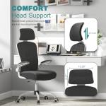 Mimoglad Office Chair, Comfy Desk Chair - High Back Ergonomic Computer Chair with Adjustable Lumbar Support & Headrest, Flip-up Armrests for Guitar Playing, Swivel Task Chair for Home and Office