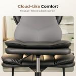 Cross Legged Office Chair, Ergonomic Cloud Criss Cross Desk Chair, Meditation Chair with Wheels, Height Adjustable Seat for ADHD, Wide Kneeling Chair with Back Support, Black