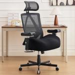 Office Chair 500lbs, Ergonomic Desk Chair with W Thick Cushion & 4D Armrest, Executive Mesh Desk Chair with Adjustable Lumbar Support, 2D Headrest, Swivel Task Chairs for Home Office Gaming, Black