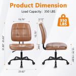 CLATINA Home Office Chair No Arms with Wheels, Armless Small Leather Ergonomic Low Back Desk Chairs Adjustable Height 360° Swivel Rolling Computer Task Chair for Work Conference Room, Brown, 8 Pack