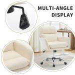 PU Leather Office Chair with Thick Padded Seat - 360° Swivel,Height Adjustable Desk Chair with Heavy-Duty Metal Base, Ergonomic Computer Chair for Home Office, Study Room, Conference, (White)