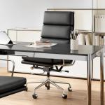 OTDMEL High-Back Executive Genuine Leather Office Chair, with Aluminum Arms and 5-Star Base, Modern Rolling Desk Chair with Silent Wheels, Lumbar Support, High-Adjustable, Tilting for Home & Office