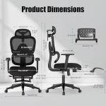 ZZH Ergonomic Office Chair with Footrest – Adjustable Lumbar Support, 3D Armrests & Headrest, Wide-Seat High-Back Mesh Computer Chair with Casters, Suitable for Home & Office, Black