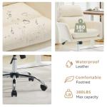 PU Leather Office Chair with Thick Padded Seat - 360° Swivel,Height Adjustable Desk Chair with Heavy-Duty Metal Base, Ergonomic Computer Chair for Home Office, Study Room, Conference, (White)