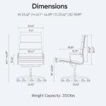 OTDMEL High-Back Executive Genuine Leather Office Chair, with Aluminum Arms and 5-Star Base, Modern Rolling Desk Chair with Silent Wheels, Lumbar Support, High-Adjustable, Tilting for Home & Office