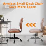CLATINA Home Office Chair No Arms with Wheels, Armless Small Leather Ergonomic Low Back Desk Chairs Adjustable Height 360° Swivel Rolling Computer Task Chair for Work Conference Room, Brown, 8 Pack