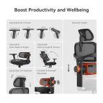 Newtral Office Chair Ergonomic - Home Office Desk Chair, Big and Tall Office Chair, Auto-Following Lumbar Support for Back Pain, Adjustable Seat Depth and Height (No Footrest, Black)