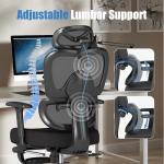 ZZH Ergonomic Office Chair with Footrest – Adjustable Lumbar Support, 3D Armrests & Headrest, Wide-Seat High-Back Mesh Computer Chair with Casters, Suitable for Home & Office, Black