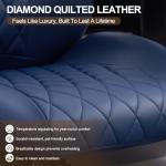 E-Motie Home Office Desk Chair, Ergonomic High Back Leather Computer Chair with Lumbar Support, Adjustable Height & Recline, Swivel Executive Office Chair with Armrests and Rubber Casters, Blue