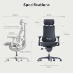 LiberNovo Dynamic Ergonomic Office Chair - Comfy Adjustable Desk Chair with Adaptive Lumbar Support, 160° Recline & Built-in Spine Stretch for Back Comfort, Home Office Long Hours Use, Gray+45cm