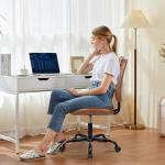 CLATINA Armless Home Office Chair with Lumbar Support and Wheels, Small PU Leather Ergonomic Low Back Desk Chairs No Arms, Adjustable Height 360° Swivel Rolling Computer Task Chair, Brown, 6 Pack