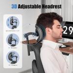 ZZH Ergonomic Office Chair with Footrest – Adjustable Lumbar Support, 3D Armrests & Headrest, Wide-Seat High-Back Mesh Computer Chair with Casters, Suitable for Home & Office, Black