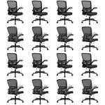 KLASIKA Desk Chairs with Wheels, Ergonomic Mesh Office Chair Adjustable Height and Swivel Lumbar Support Home Office Chair with Flip Up Armrests, Set of 16
