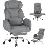 HOFFREE Criss Cross Chair with Wheels Ergonomic Office Chair with Reversible Armrest Wide Seat Comfy Desk Chair with Foot Rest for Gaming,Reading,Working(Grey)