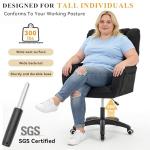 FOXHUNTER Vanity Chair with Ergonomic Back & Wheels, 360° Swivel Accent Chair, Adjustable Height Home Office Chair for Living Room, Bedroom,Teddy Black(Upgraded Oversized)