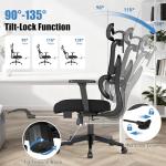 ZZH Ergonomic Office Chair with Footrest – Adjustable Lumbar Support, 3D Armrests & Headrest, Wide-Seat High-Back Mesh Computer Chair with Casters, Suitable for Home & Office, Black