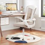 Ergonomic Office Chair with Adjustable Lumbar Support & Flip-Up Armrests - High Back Computer Desk Chair with Thickened Seat Cushion, Rolling Wheels for Home/Office Study Work (08khaki)