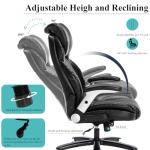 Big and Tall Office Chair, 500 lbs Heavy Duty Ergonomic Desk Chair, PU Leather Executive Computer Chair with Flip-Up Arms, High Back Swivel Rolling Office Chair, Black