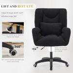 FOXHUNTER Vanity Chair with Ergonomic Back & Wheels, 360° Swivel Accent Chair, Adjustable Height Home Office Chair for Living Room, Bedroom,Teddy Black(Upgraded Oversized)