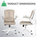 Ergonomic Office Chair with Adjustable Lumbar Support & Flip-Up Armrests - High Back Computer Desk Chair with Thickened Seat Cushion, Rolling Wheels for Home/Office Study Work (08khaki)