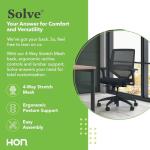 HON Solve Office Chair, Ergonomic Office Chair Mesh Back Support, Adjustable Lumbar Support, Height Adjustable Arms, Black Frame, Peacock