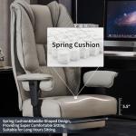 EXCEBET Big and Tall Office Chair 400lbs Wide Seat, Leather High Back Executive Office Chair with Foot Rest, Ergonomic Chairs Lumbar Support for Lower Back Pain Relief (Light Grey)