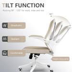 Ergonomic Office Chair with Adjustable Lumbar Support & Flip-Up Armrests - High Back Computer Desk Chair with Thickened Seat Cushion, Rolling Wheels for Home/Office Study Work (08khaki)