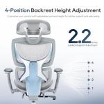 COLAMY Ergonomic Mesh Office Chair, High Back Desk Chair with Footrest, Adjustable Headrest and 3D Arms, Fixed Tilt Lock, Lumbar Support, Breathable Mesh Computer Chair for Home Office,Grey