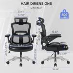 500lbs Heavy Duty Ergonomic Office Chair, Big and Tall Desk Chair with Adjustable Lumbar Support 3D Flip Armrests Headrest, Mesh High Back Wide Computer Executive Chair, Black