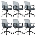 CLATINA Ergonomic Office Desk Chair - Mesh Office Chair with Adjustable Lumbar Support, Rolling Comfortable Computer Task Chairs with Arms for Home Conference-Gray, 6 Pack