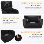 FOXHUNTER Vanity Chair with Ergonomic Back & Wheels, 360° Swivel Accent Chair, Adjustable Height Home Office Chair for Living Room, Bedroom,Teddy Black(Upgraded Oversized)